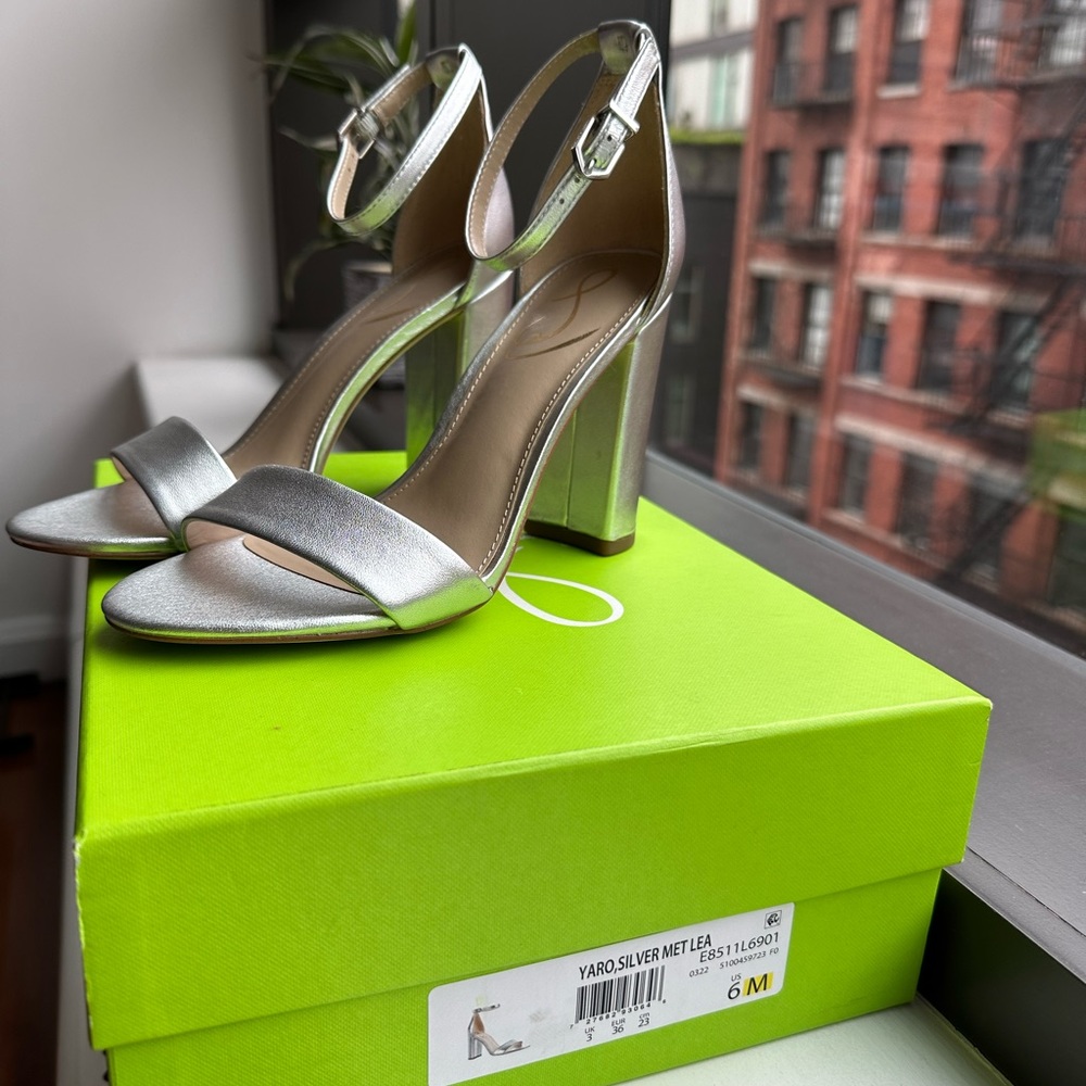Sam Edelman Silver Yaro Ankle Strap Sandal